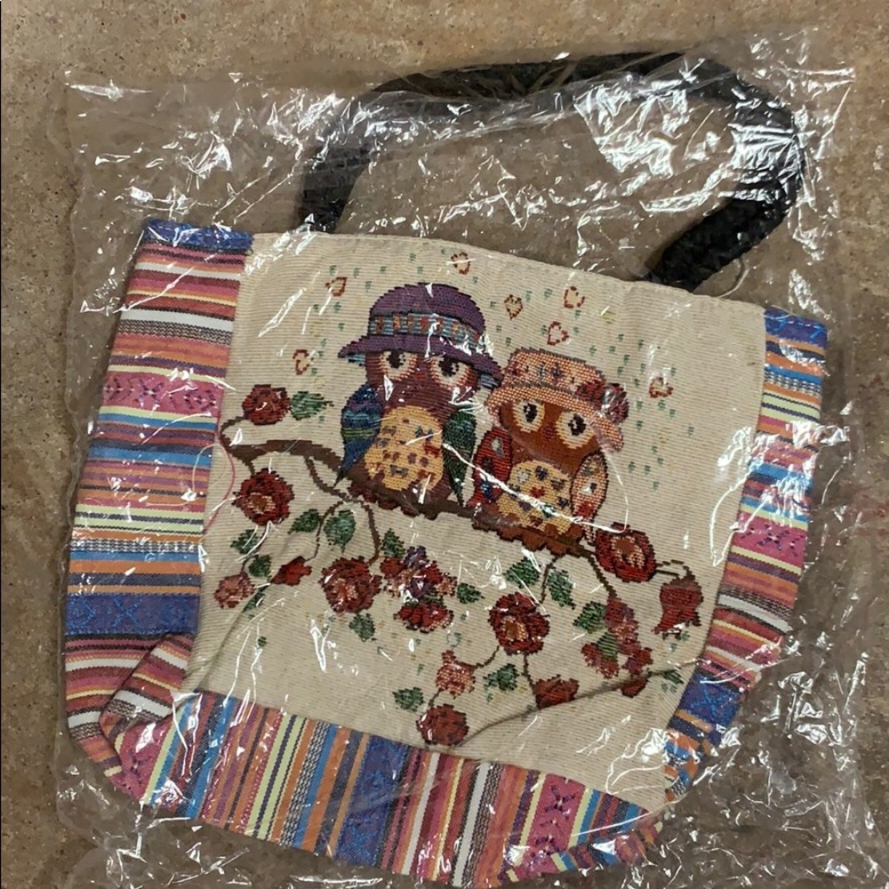 Embroidered Owl Tote Bag
